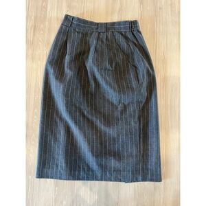 Vintage Joan Walters Gray Pinstripe Pencil Skirt High Waist Lined Size 6